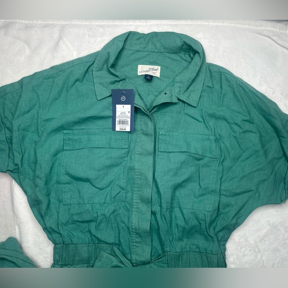 Universal Thread Women's Short Sleeve Linen jumpsuit, romper Green women’s Size - Picture 6 of 12